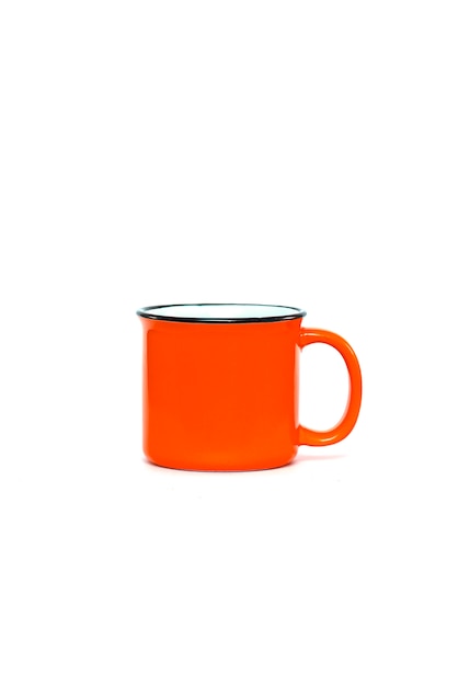 Premium Photo | Red ceramic mug isolated on white background