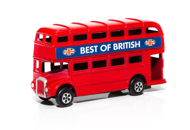 Premium Photo | Red doubledecker bus miniature toy london traditional ...