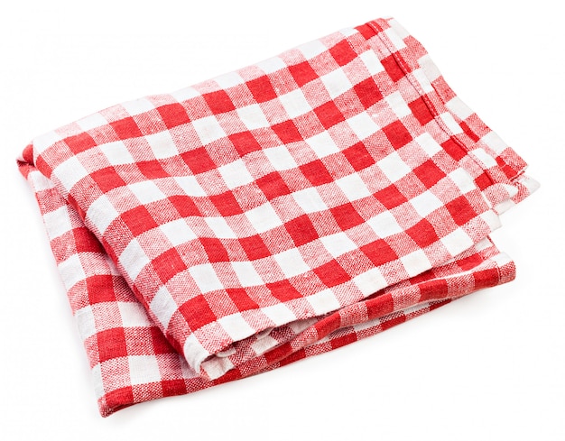 Premium Photo | Red folded tablecloth isolated on white