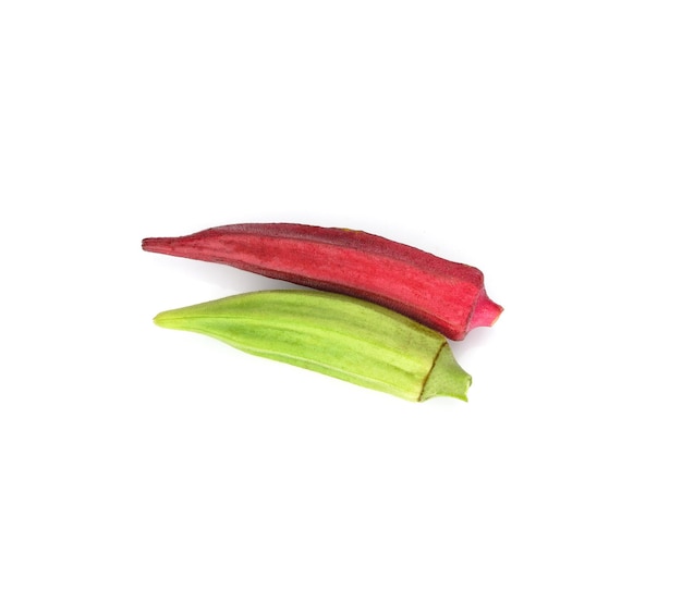 Premium Photo | Red and green okra or okro or lady fingers on white