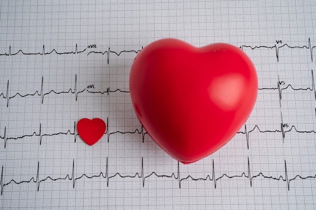 Premium Photo | Red heart on electrocardiogram ecg graph, heart wave ...