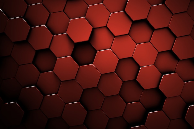 赤い六角形パターン ハニカムテクスチャ 赤の抽象的な背景 プレミアム写真