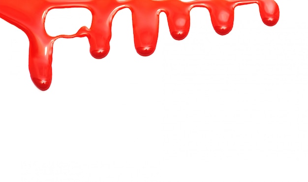 Premium Photo | Red paint dripping isolated on white paper