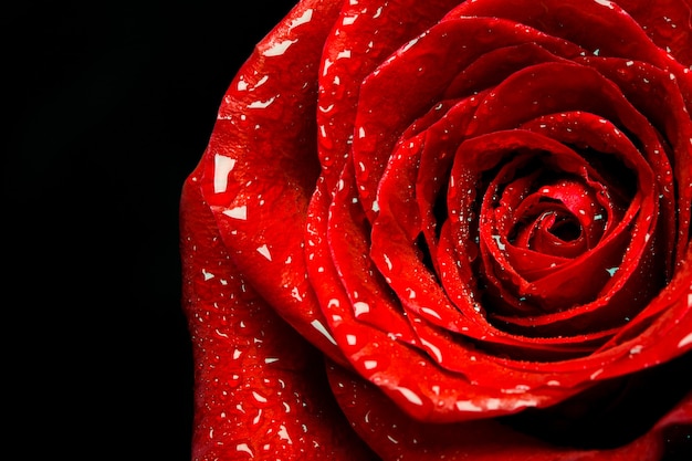 黒の背景の壁紙に赤いバラのクローズアップ プレミアム写真