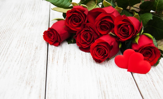 Premium Photo | Red rose and hearts