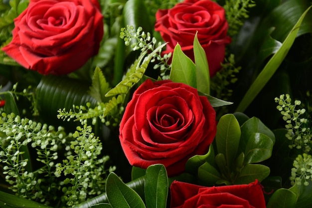 Premium Photo Red Roses Bouquet For Valentine Day Love Theme Close Up