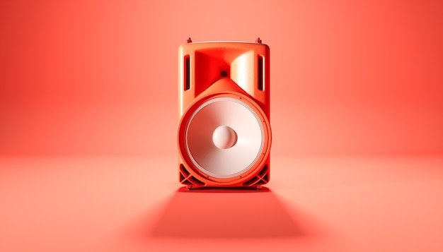 Premium Photo | Red speaker system on red background, 3d illustration