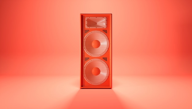 Premium Photo | Red speaker system on red background, 3d illustration