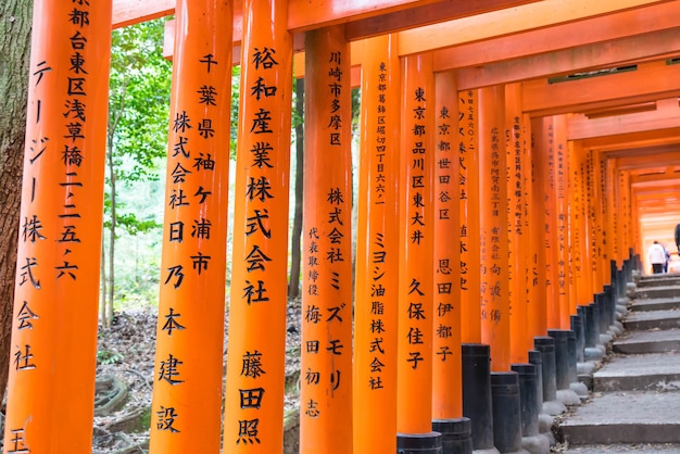 The Red Torii Gates Walkway At Fushimi Inari Taisha Shrine In Kyoto Premium Photo