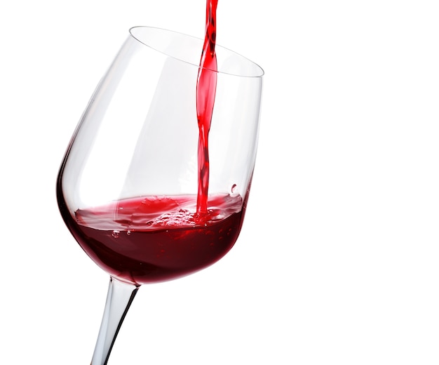 Premium Photo | Red wine in glass on white background