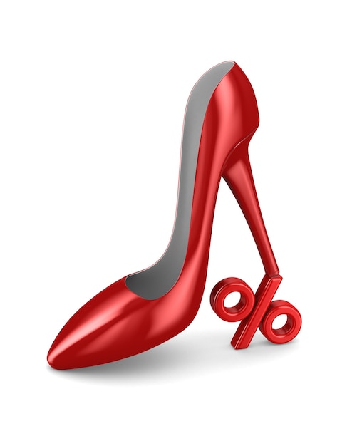 Premium Photo Red Women Shoe And Percent On White Space Isolated 3d