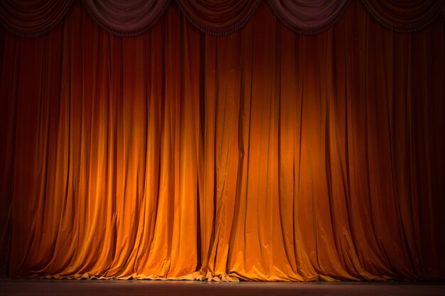 Premium Photo | Redbrown curtain on the stage with wooden floor and ...