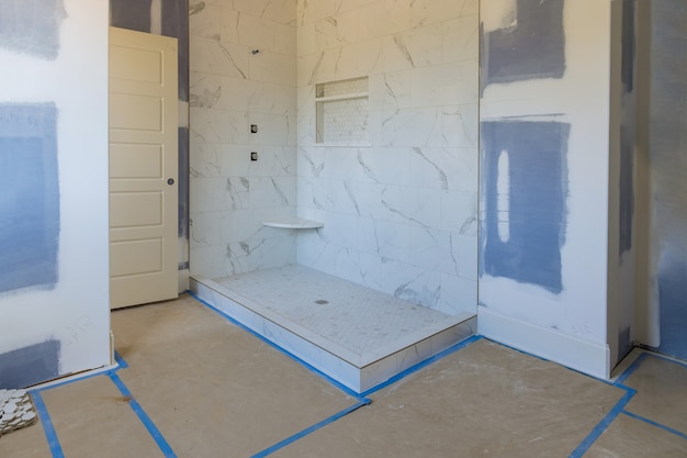 Premium Photo Renovation Construction, Drywall In Bathroom