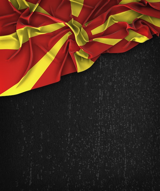 Premium Photo Republic Of Macedonia Flag Vintage On A Grunge Black Chalkboard With Space For Text