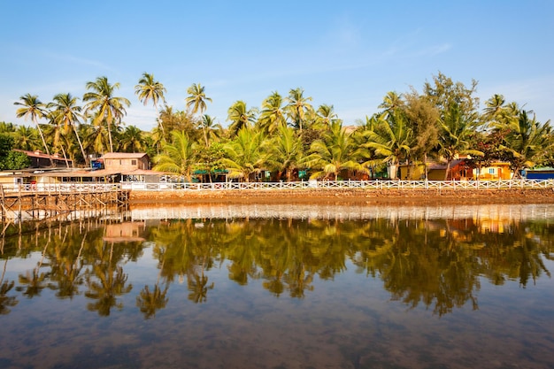 Premium Photo | Resort huts on mandrem beach in north goa, india