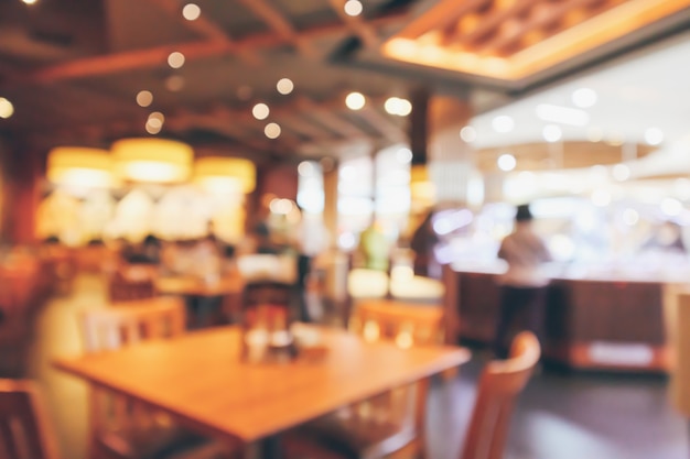 Premium Photo | Restaurant interior with customer and wood table blur ...