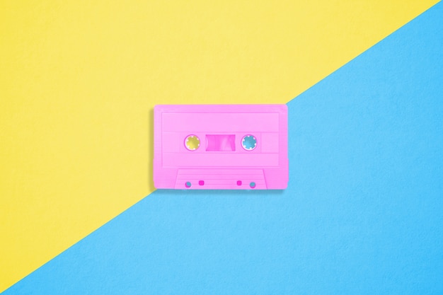 Premium Photo | Retro cassette tapes on a bright duotone background