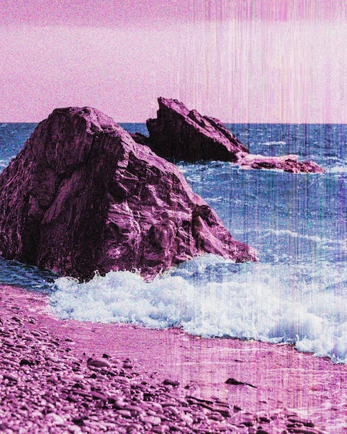 Premium Photo | Retro Landscape In Vaporwave Style