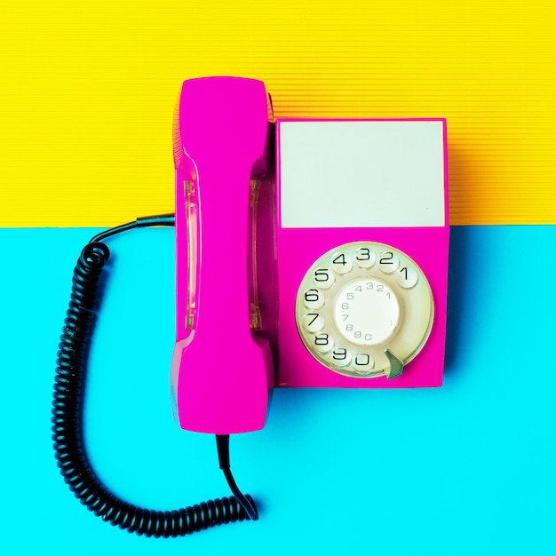 Premium Photo | Retro pink phone. minimal design art