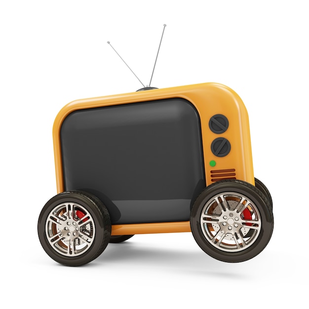 Retro tv on wheels Premium Photo