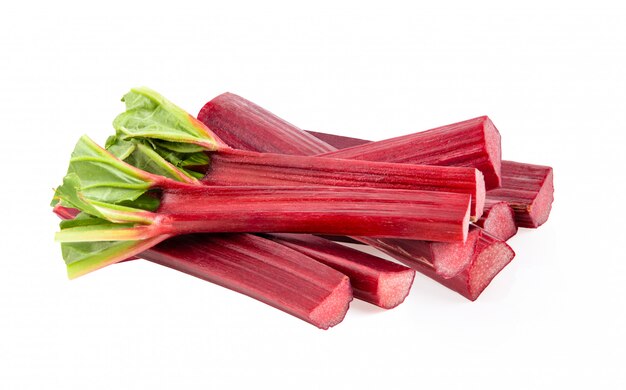 Premium Photo Rhubarb Stalks On A White