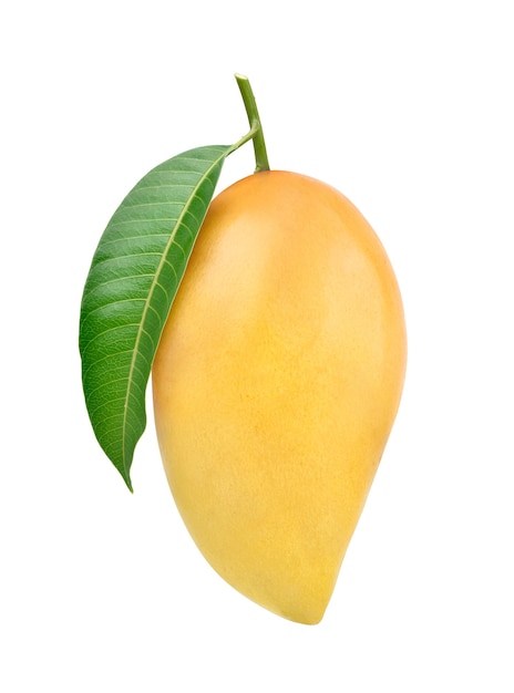 Premium Photo Ripe Mango With Green Leaf Isolated On White