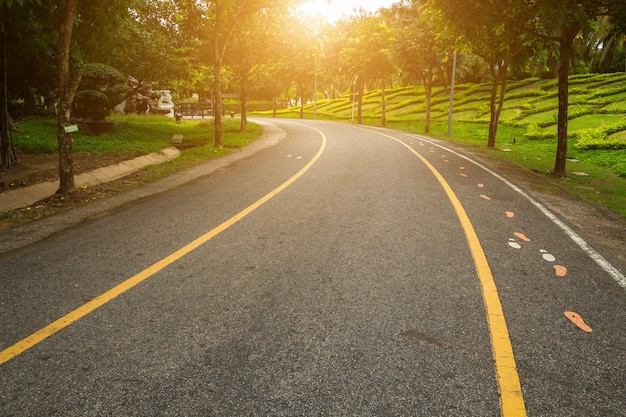 Premium Photo | Road pathway jogging track in the park for relaxing ...