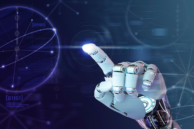 Robot hand finger, ai background technology graphics Free Photo