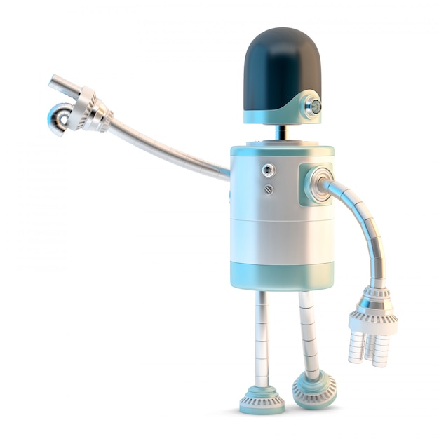 Premium Photo | Robot pointing away. 3d illustration