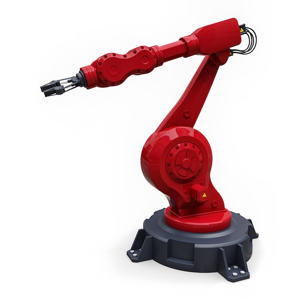 Premium Photo Robotic Red Arm For Any Work In A Factory Or Production Mechatronic Equipment For Complex Tasks