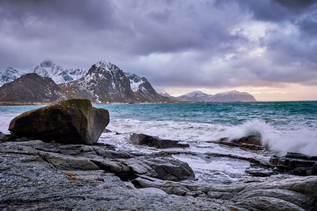 Premium Photo | Rocky coast of fjord in norway