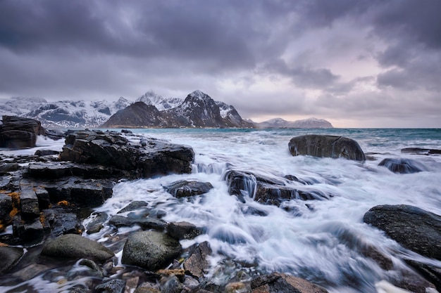 Premium Photo | Rocky coast of fjord in norway