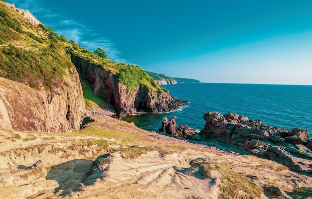 Premium Photo | Rocky Coastal Area Around Hammershus Ruins Castle In ...