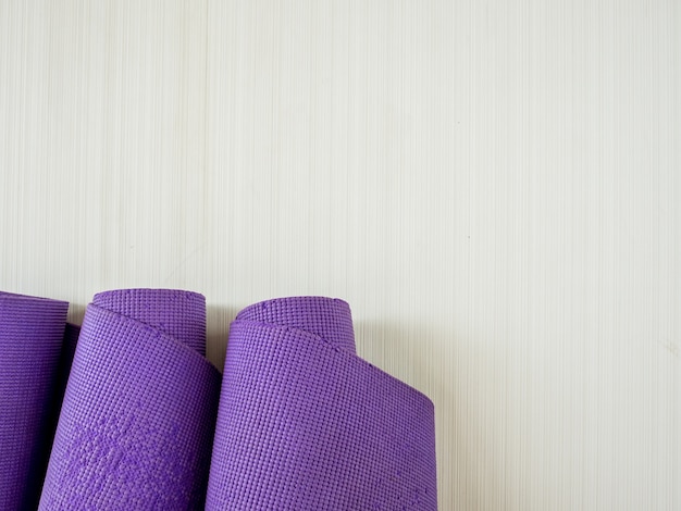 Rolls Of Yoga Mats Left In The Yoga Gym Room Photo Premium Download