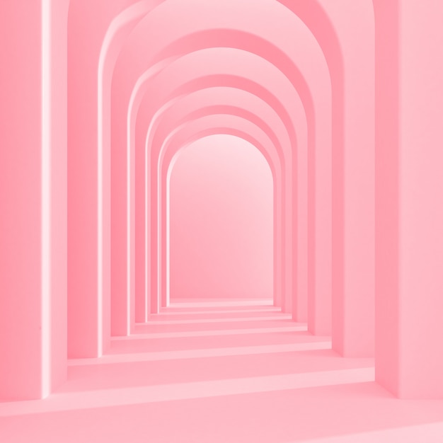 Premium Photo | Row of pink arches with shadow