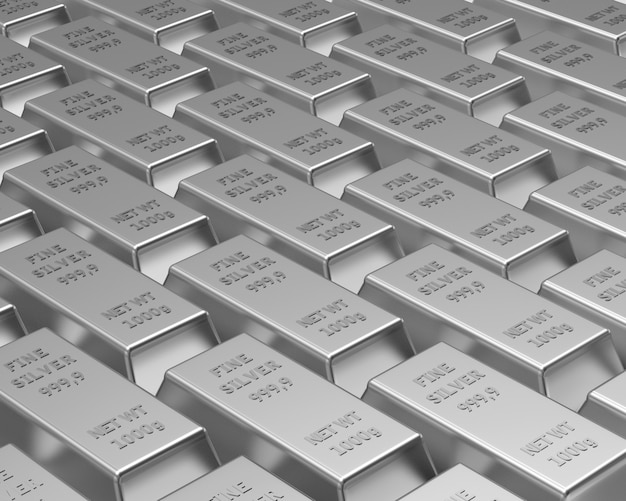 Premium Photo | Rows of silver bars