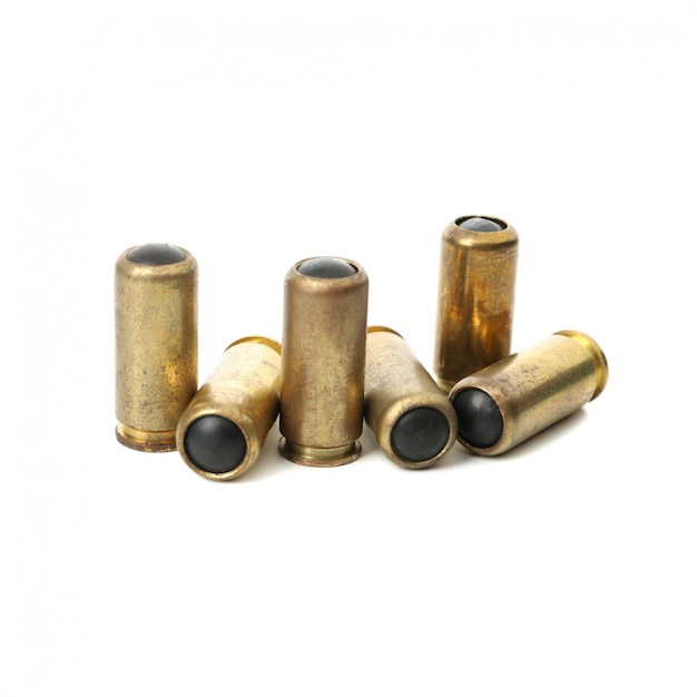 Premium Photo | Rubber bullets isolated on white. self defense weapon