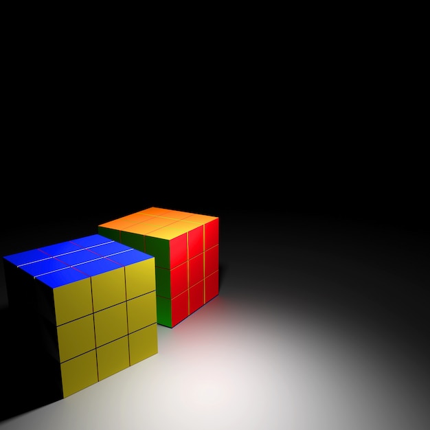 Rubik cube, 3d rendering Premium Photo