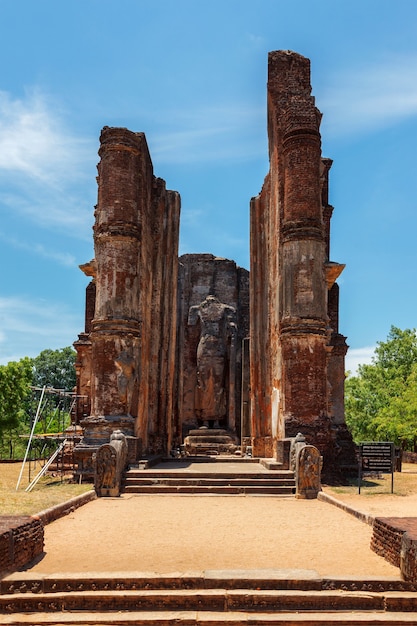 Premium Photo | Ruins of lankatilaka vihara temple with buddha image ...