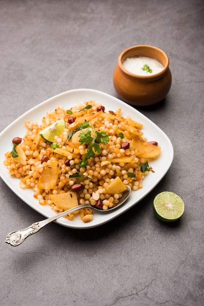 Premium Photo Sabudana Khichdi Khichadi Is An Indian Fasting Recipe Or Vrat Food Consumed