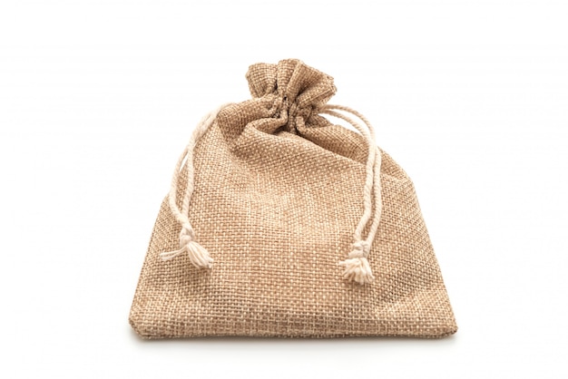 Download Sack fabric bag on white surface | Premium Photo