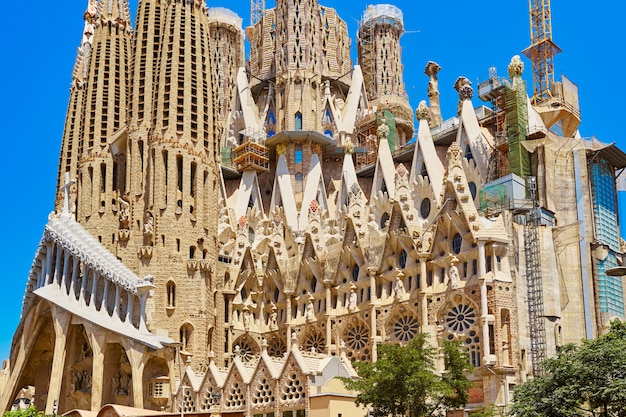Sagrada Familia Church Exterior By Antoni Gaudi In Barcelona