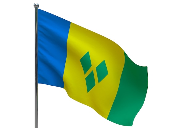 Premium Photo | Saint vincent and the grenadines flag on pole. metal ...