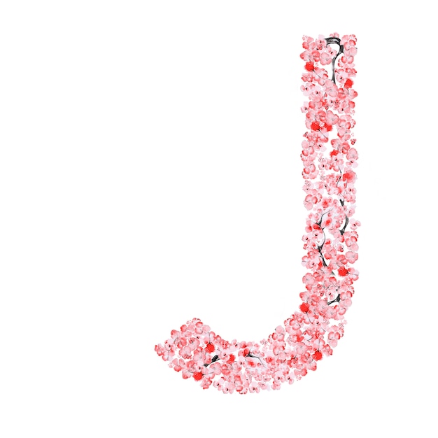 Sakura flower alphabet. letterj
