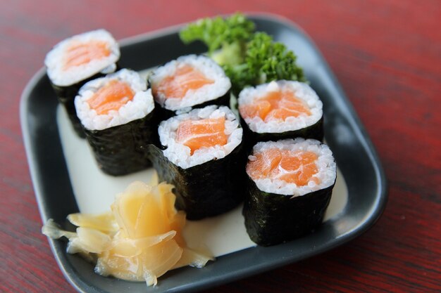 Premium Photo | Salmon maki sushi