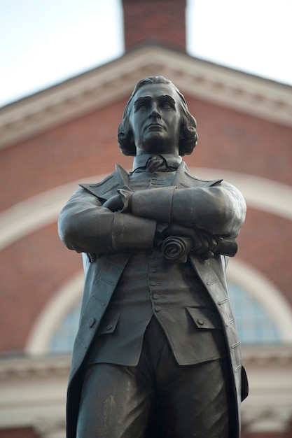 Premium Photo | Samuel adams memorial in boston, massachusetts, usa