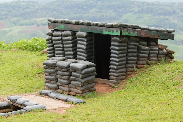 Premium Photo | Sandbag bunker of the military base