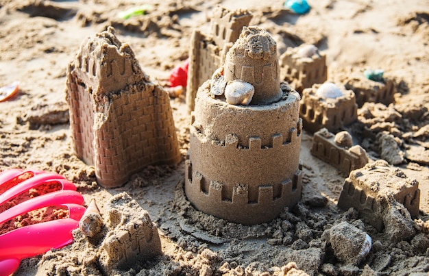 Sandcastle on the beach Free Photo