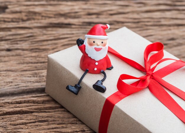 Wooden gift box santa claus christmas
