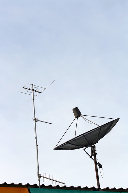 Premium Photo Satellite Dish And Radio Antenna On The House Roof Vertical
